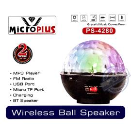 MICROPLUS PS-4280  قبة اضاءة LED مايكروبلس  مع بلوتوث ويواس بي وراديو مناسبة للحفلات المنزلية 